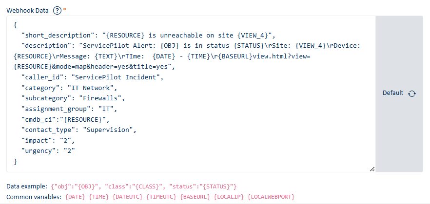 Configuración de ServicePilot para enviar alertas a ServiceNow 2