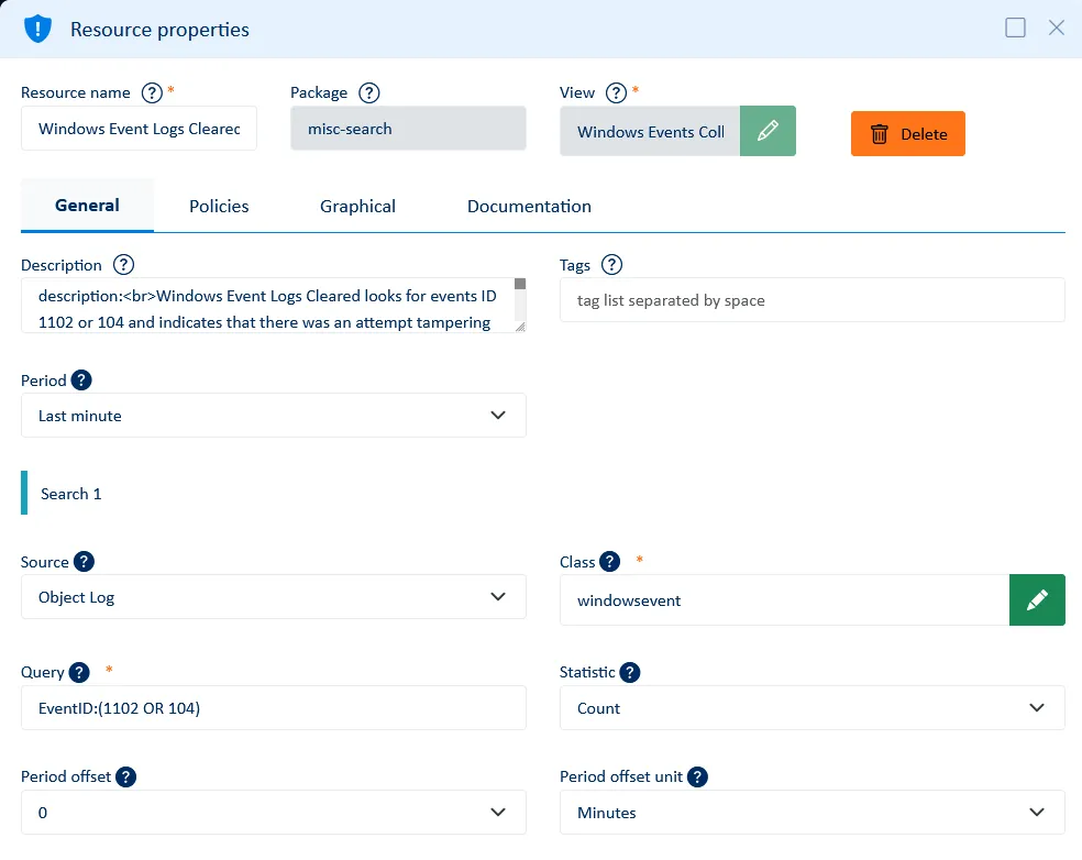 ServicePilot object search settings