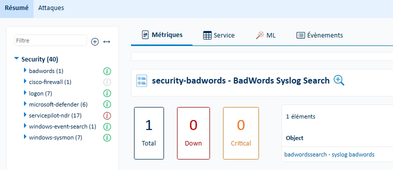 Metrics view