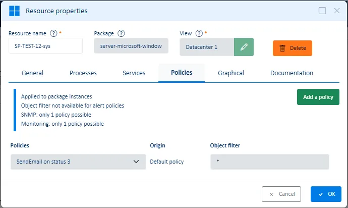 Apply policy on resource