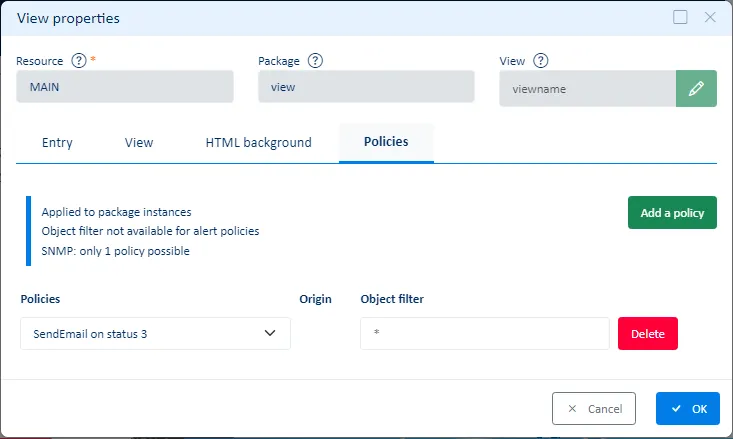 Apply policy on view