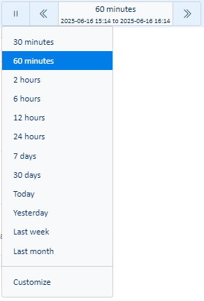 Time span menu