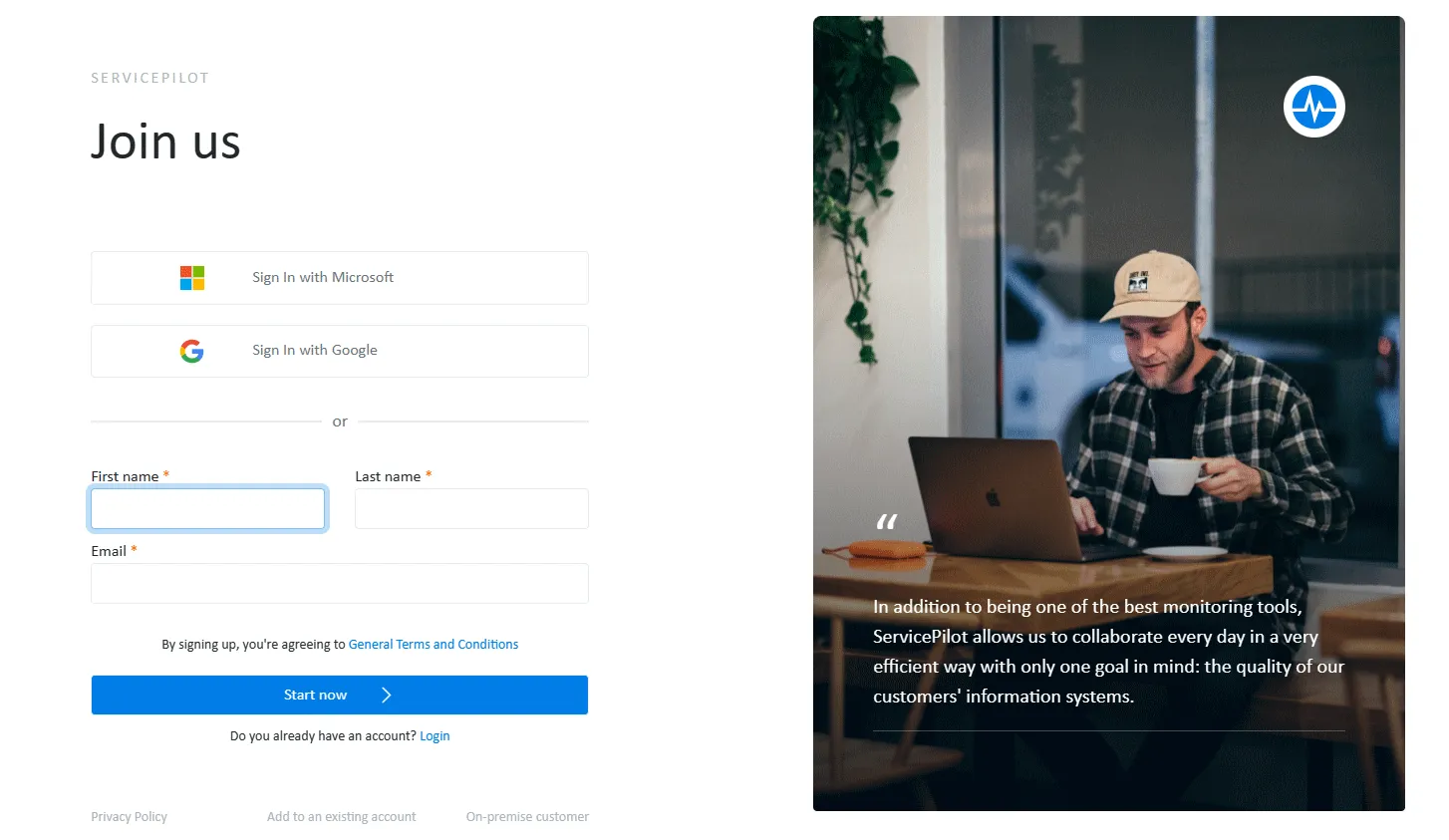 Création de compte SaaS