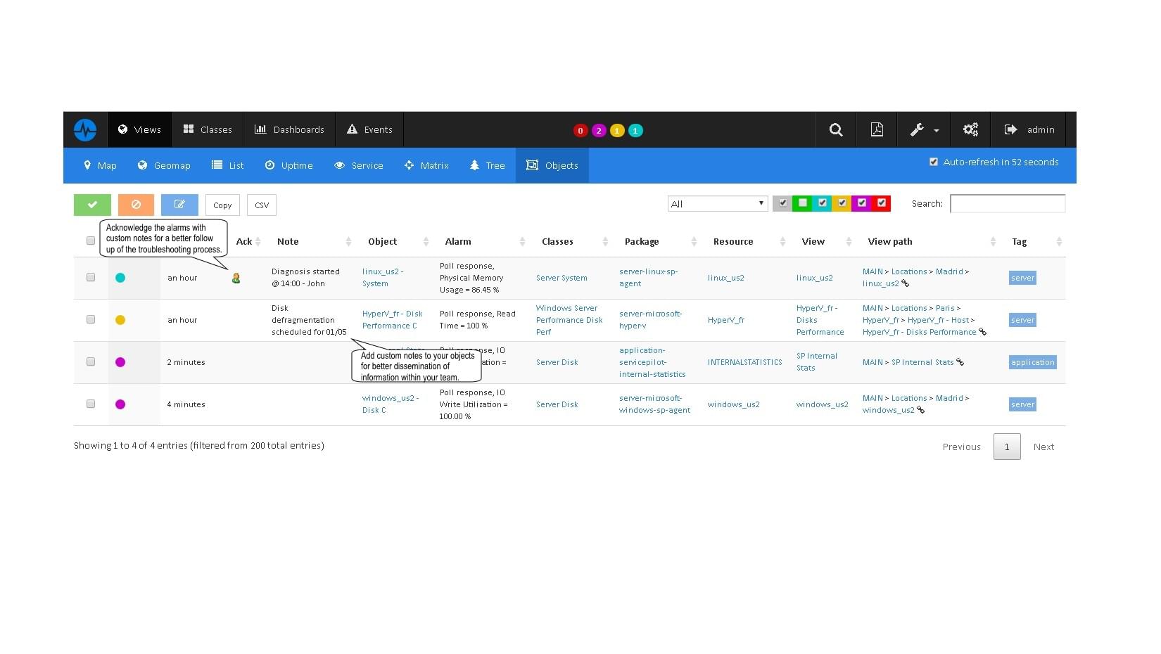 Manage the alerts