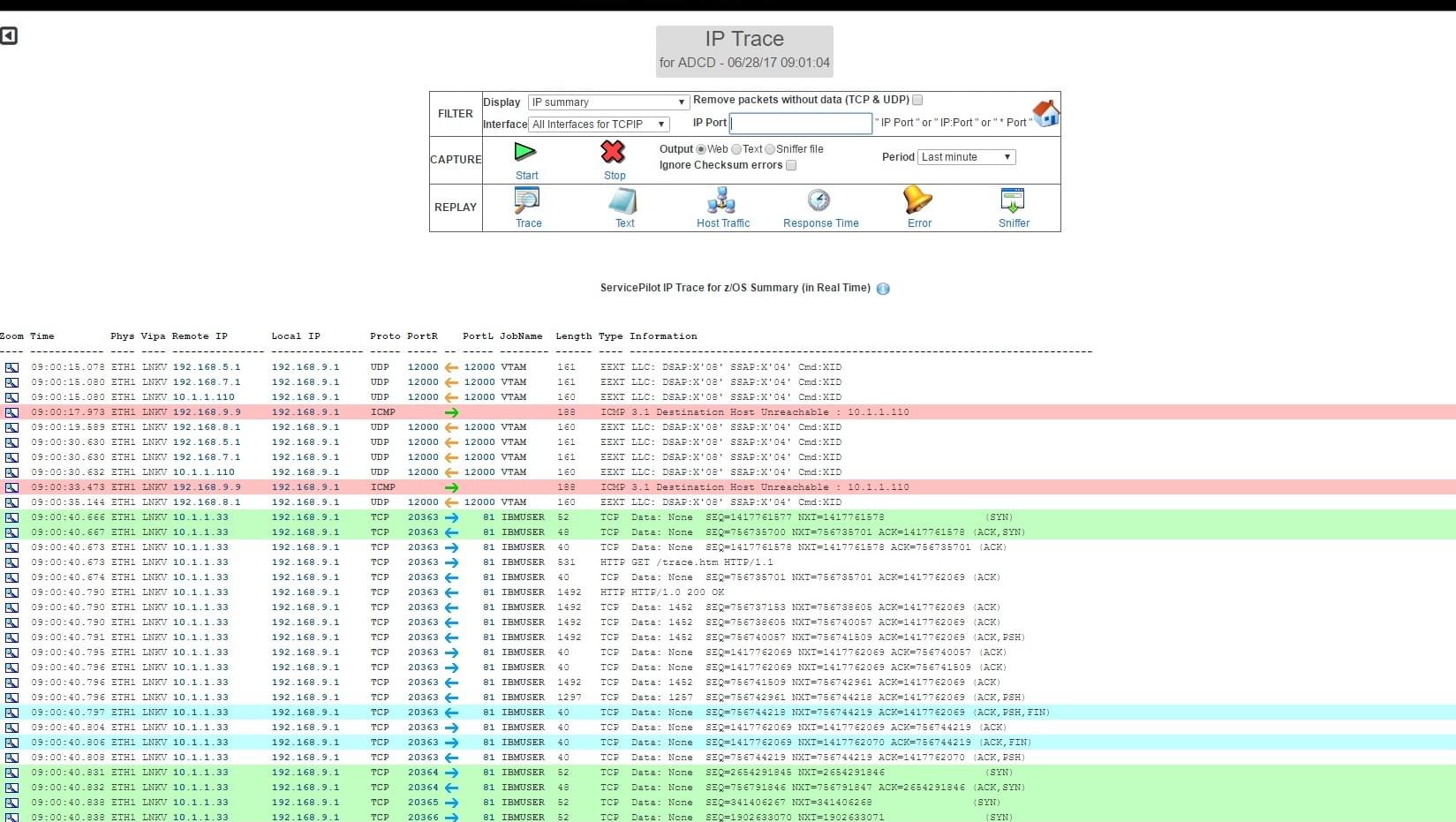 Trace IP et activité du stack